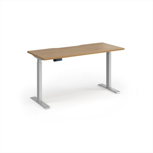 Elev8 Contract 1400w Straight Sit-stand Desk 1400mm x 600mm - Silver Frame, Oak Top