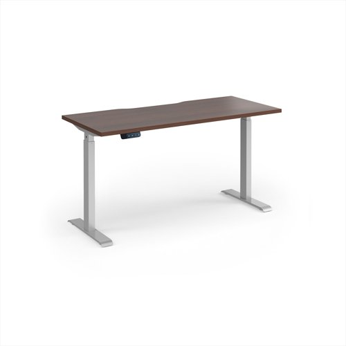 Elev8 Contract 1400w Straight Sit-stand Desk 1400mm x 600mm - Silver Frame, Walnut Top