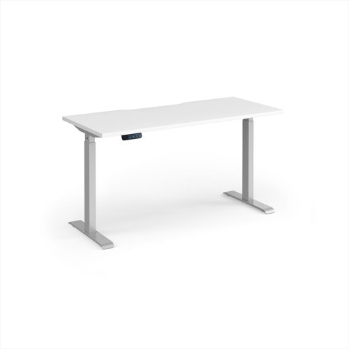 Elev8 Contract 1400w Straight Sit-stand Desk 1400mm x 600mm - Silver Frame, White Top