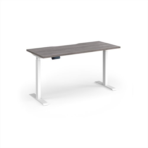 Elev8 Contract 1400w Straight Sit-stand Desk 1400mm x 600mm - White Frame, Grey Oak Top