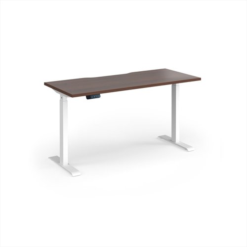 Elev8 Contract 1400w Straight Sit-stand Desk 1400mm x 600mm - White Frame, Walnut Top