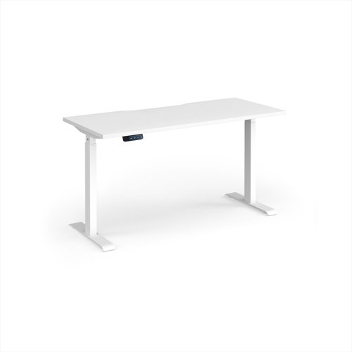 Elev8 Contract 1400w Straight Sit-stand Desk 1400mm x 600mm - White Frame, White Top