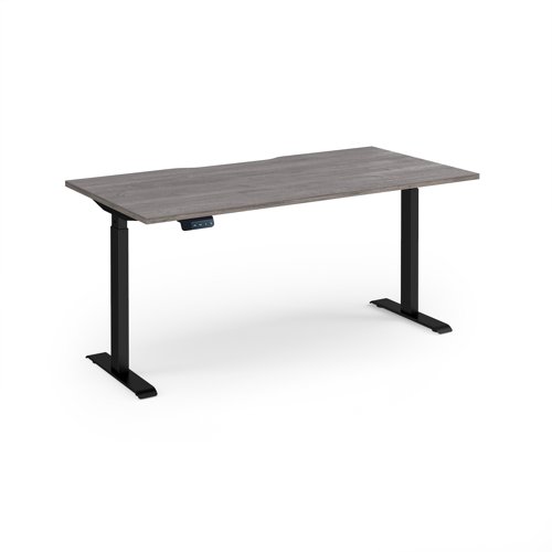 Elev8 Contract 1600w Straight Sit-stand Desk 1600mm x 800mm - Black Frame, Grey Oak Top