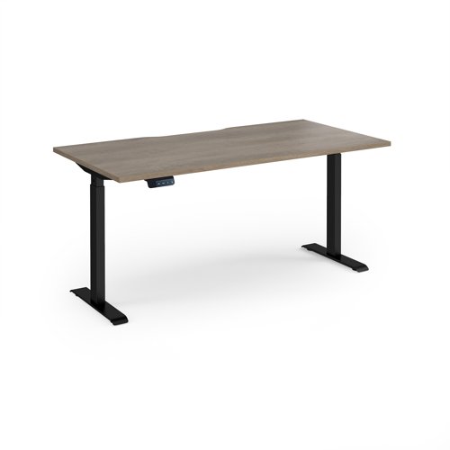 Elev8 Contract 1600w Straight Sit-stand Desk 1600mm x 800mm - Black Frame, Nebraska Oak