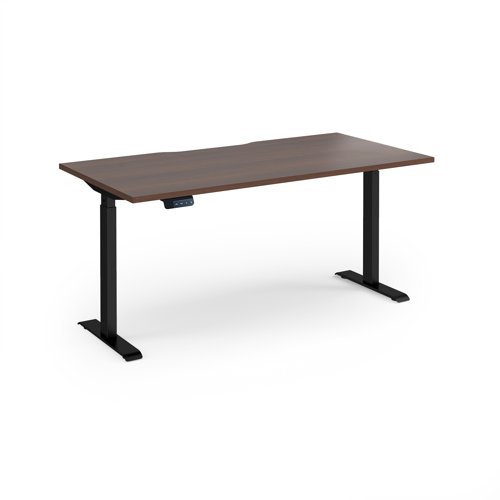 Elev8 Contract 1600w Straight Sit-stand Desk 1600mm x 800mm - Black Frame, Walnut Top