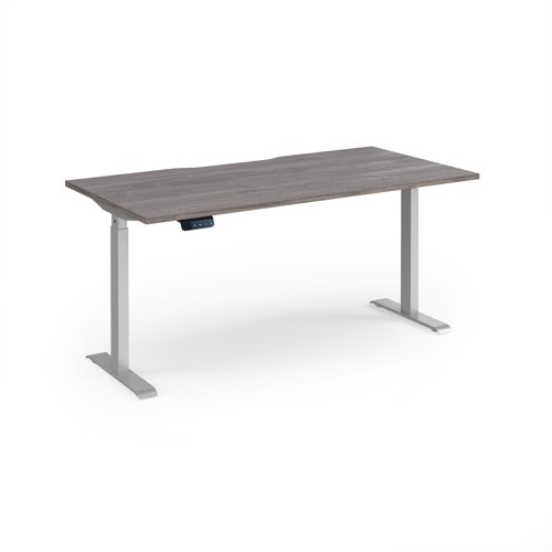 Elev8 Contract 1600w Straight Sit-stand Desk 1600mm x 800mm - Silver Frame, Grey Oak Top