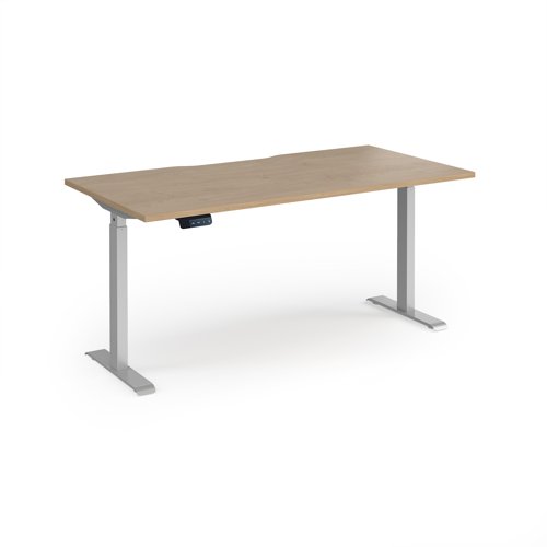 Elev8 Contract 1600w Straight Sit-stand Desk 1600mm x 800mm - Silver Frame, Kendal Oak Top
