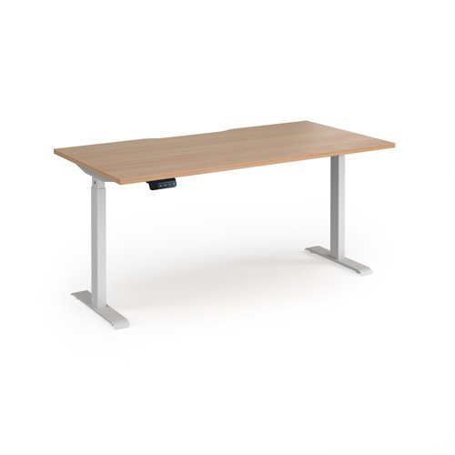 Elev8 Contract 1600w Straight Sit-stand Desk 1600mm x 800mm - White Frame, Beech Top