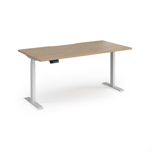 Elev8 Contract 1600w Straight Sit-stand Desk 1600mm x 800mm - White Frame, Kendal Oak Top