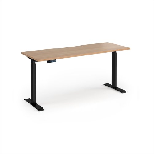 Elev8 Contract 1600w Straight Sit-stand Desk 1600mm x 600mm - Black Frame, Beech Top