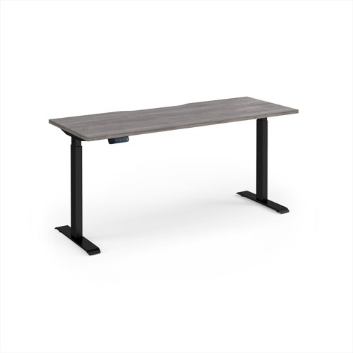 Elev8 Contract 1600w Straight Sit-stand Desk 1600mm x 600mm - Black Frame, Grey Oak Top