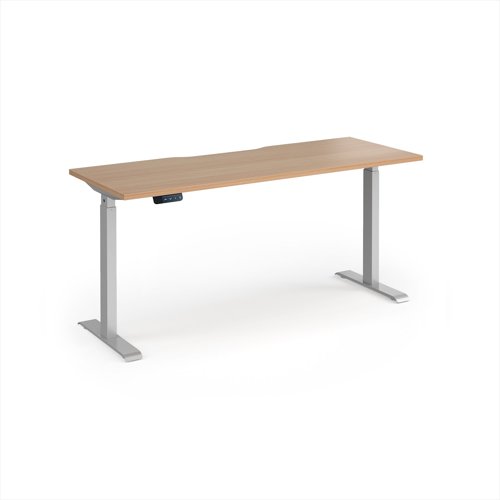 Elev8 Contract 1600w Straight Sit-stand Desk 1600mm x 600mm - Silver Frame, Beech Top