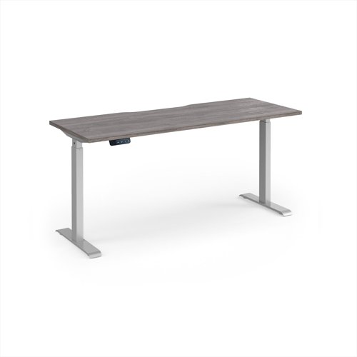 Elev8 Contract 1600w Straight Sit-stand Desk 1600mm x 600mm - Silver Frame, Grey Oak Top