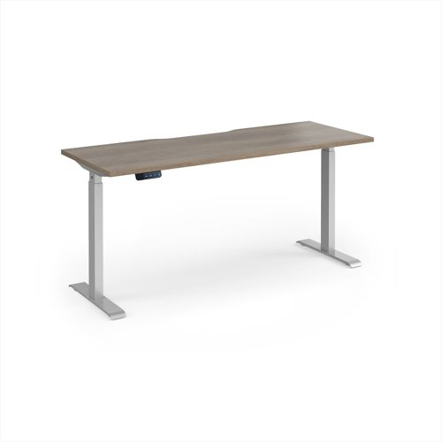 Elev8 Contract 1600w Straight Sit-stand Desk 1600mm x 600mm - Silver Frame, Nebraska Oak Top