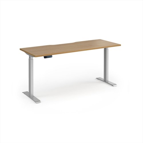 Elev8 Contract 1600w Straight Sit-stand Desk 1600mm x 600mm - Silver Frame, Oak Top