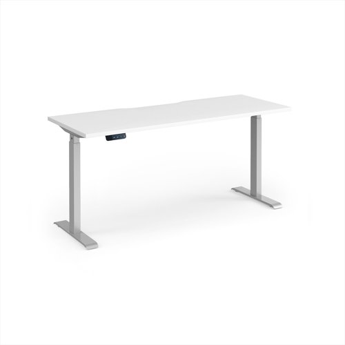 Elev8 Contract 1600w Straight Sit-stand Desk 1600mm x 600mm - Silver Frame, White Top