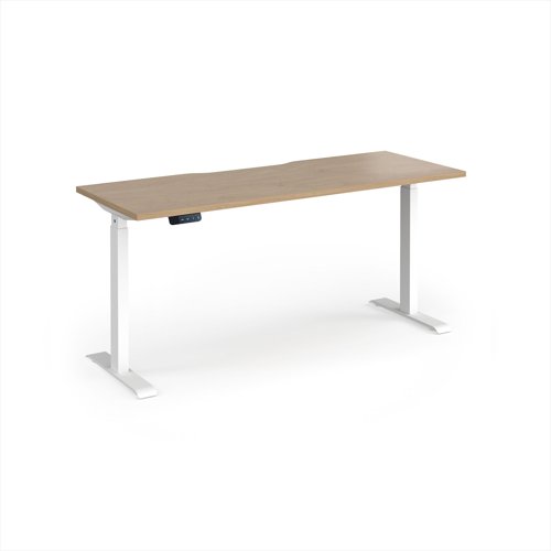 Elev8 Contract 1600w Straight Sit-stand Desk 1600mm x 600mm - White Frame, Kendal Oak Top