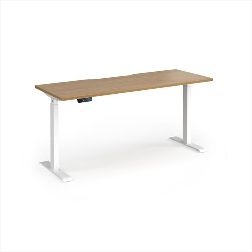 Elev8 Contract 1600w Straight Sit-stand Desk 1600mm x 600mm - White Frame, Oak Top