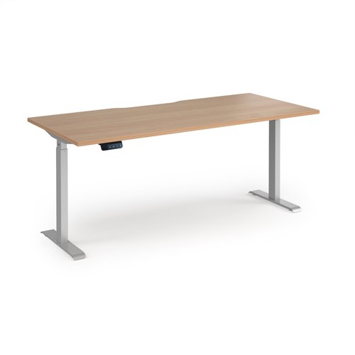 Elev8 Contract 1800w Straight Sit-stand Desk 1800mm x 800mm - Silver Frame, Beech Top