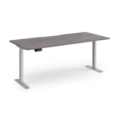 Elev8 Contract 1800w Straight Sit-stand Desk 1800mm x 800mm - Silver Frame, Grey Oak Top