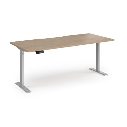Elev8 Contract 1800w Straight Sit-stand Desk 1800mm x 800mm - Silver Frame, Kendal Oak Top