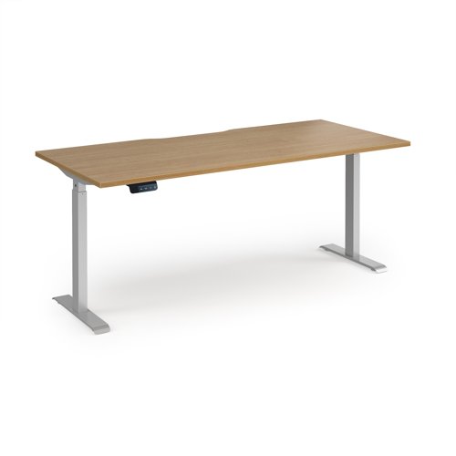 Elev8 Contract 1800w Straight Sit-stand Desk 1800mm x 800mm - Silver Frame, Oak Top