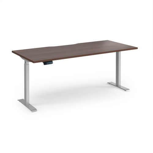Elev8 Contract 1800w Straight Sit-stand Desk 1800mm x 800mm - Silver Frame, Walnut Top