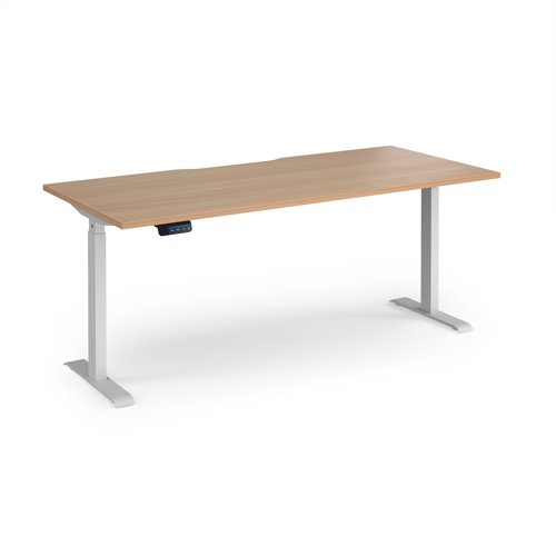 Elev8 Contract 1800w Straight Sit-stand Desk 1800mm x 800mm - White Frame, Beech Top