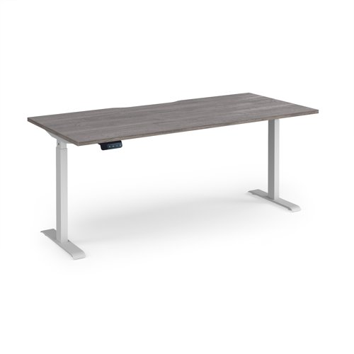 Elev8 Contract 1800w Straight Sit-stand Desk 1800mm x 800mm - White Frame, Grey Oak Top