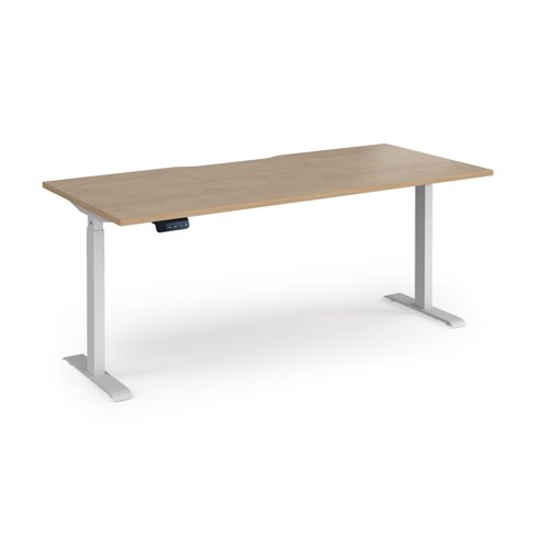Elev8 Contract 1800w Straight Sit-stand Desk 1800mm x 800mm - White Frame, Kendal Oak Top