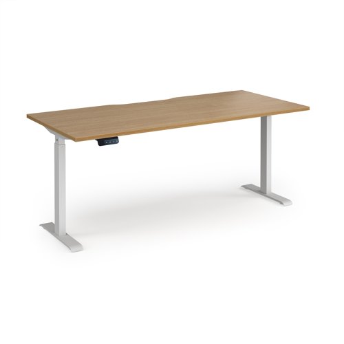 Elev8 Contract 1800w Straight Sit-stand Desk 1800mm x 800mm - White Frame, Oak Top