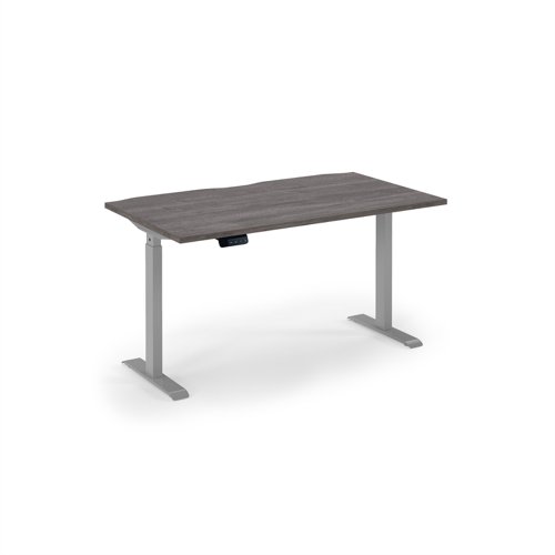 Elev8 economy single motor sit stand desk 1400x800 silver frame - grey oak top