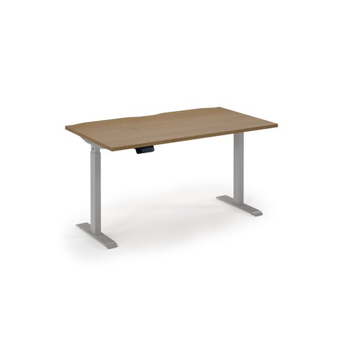 Elev8 economy single motor sit stand desk 1400x800 silver frame - oak top