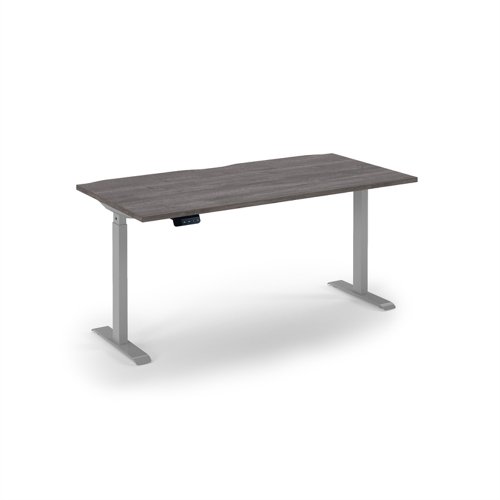 Elev8 economy single motor sit stand desk 1600x800 silver frame - grey oak top