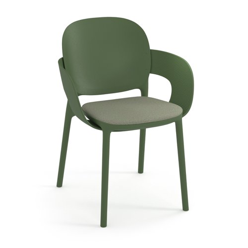 Everly multi-purpose chair with arms and seat pad (pack of 2) - olive green