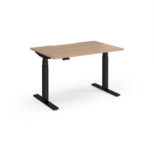 Elev8 Luxe Straight Sit-Stand Desk 1200mm x 800mm - Black Frame / Beech Top