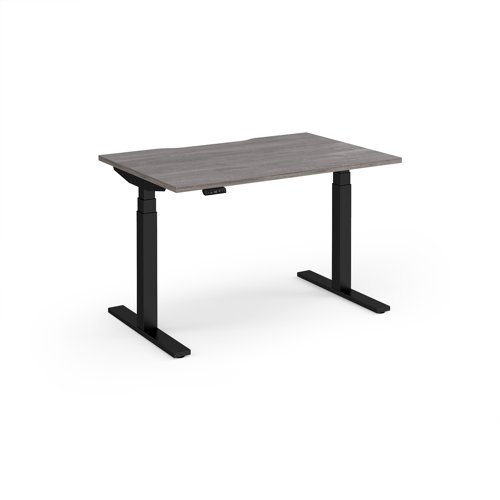 Elev8 Luxe Straight Sit-Stand Desk 1200mm x 800mm - Black Frame / Grey Oak Top