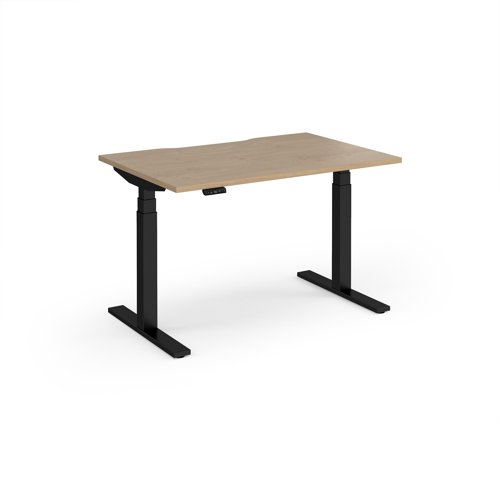 Elev8 Luxe Straight Sit-Stand Desk 1200mm x 800mm - Black Frame / Kendal Oak Top