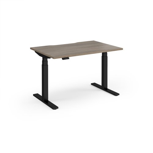 Elev8 Luxe Straight Sit-Stand Desk 1200mm x 800mm - Black Frame / Nebraska Oak Top