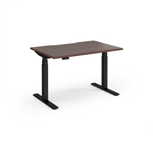 Elev8 Luxe Straight Sit-Stand Desk 1200mm x 800mm - Black Frame / Walnut Top