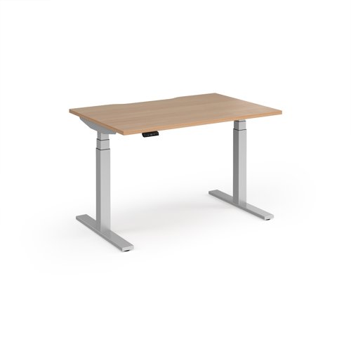 Elev8 Luxe Straight Sit-Stand Desk 1200mm x 800mm - Silver Frame / Beech Top