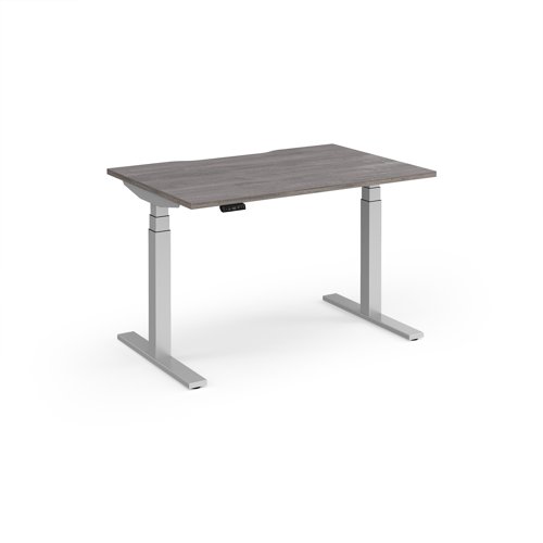 Elev8 Luxe Straight Sit-Stand Desk 1200mm x 800mm - Silver Frame / Grey Oak Top