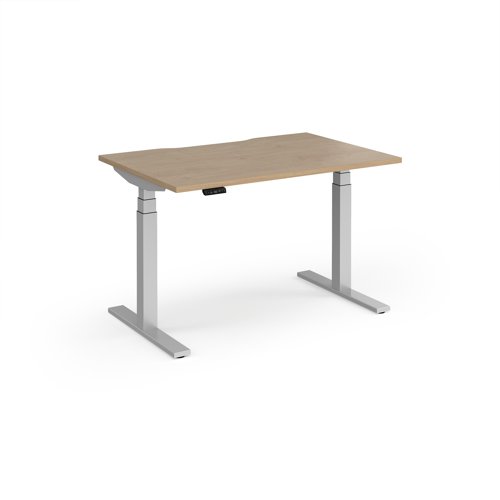 Elev8 Luxe Straight Sit-Stand Desk 1200mm x 800mm - Silver Frame / Kendal Oak Top