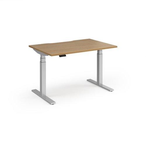 Elev8 Luxe Straight Sit-Stand Desk 1200mm x 800mm - Silver Frame / Oak Top
