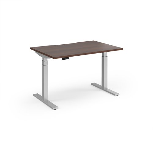 Elev8 Luxe Straight Sit-Stand Desk 1200mm x 800mm - Silver Frame / Walnut Top