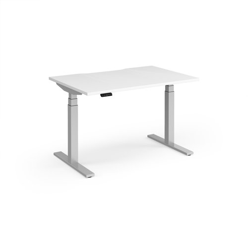 Elev8 Luxe Straight Sit-Stand Desk 1200mm x 800mm - Silver Frame / White Top
