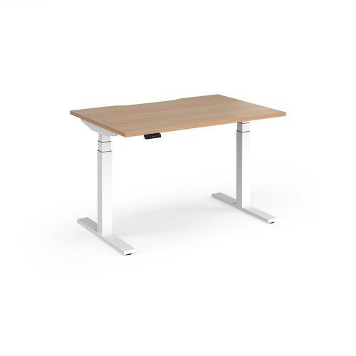 Elev8 Luxe Straight Sit-Stand Desk 1200mm x 800mm - White Frame / Beech Top