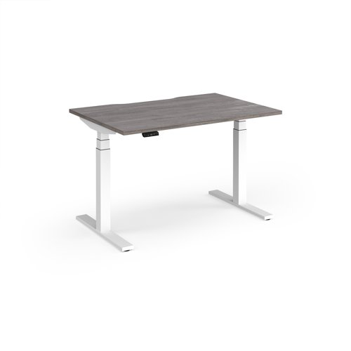 Elev8 Luxe Straight Sit-Stand Desk 1200mm x 800mm - White Frame / Grey Oak Top