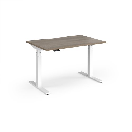 Elev8 Luxe Straight Sit-Stand Desk 1200mm x 800mm - White Frame / Nebraska Oak Top