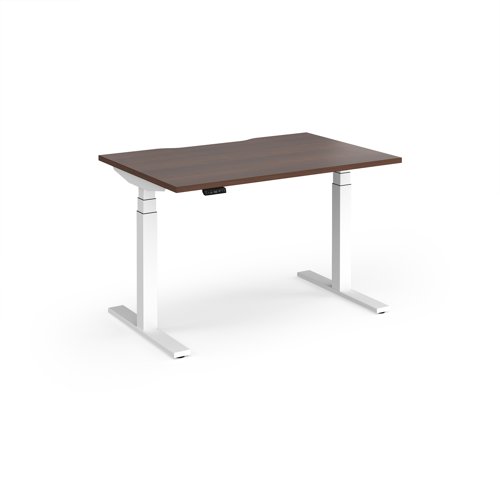 Elev8 Luxe Straight Sit-Stand Desk 1200mm x 800mm - White Frame / Walnut Top